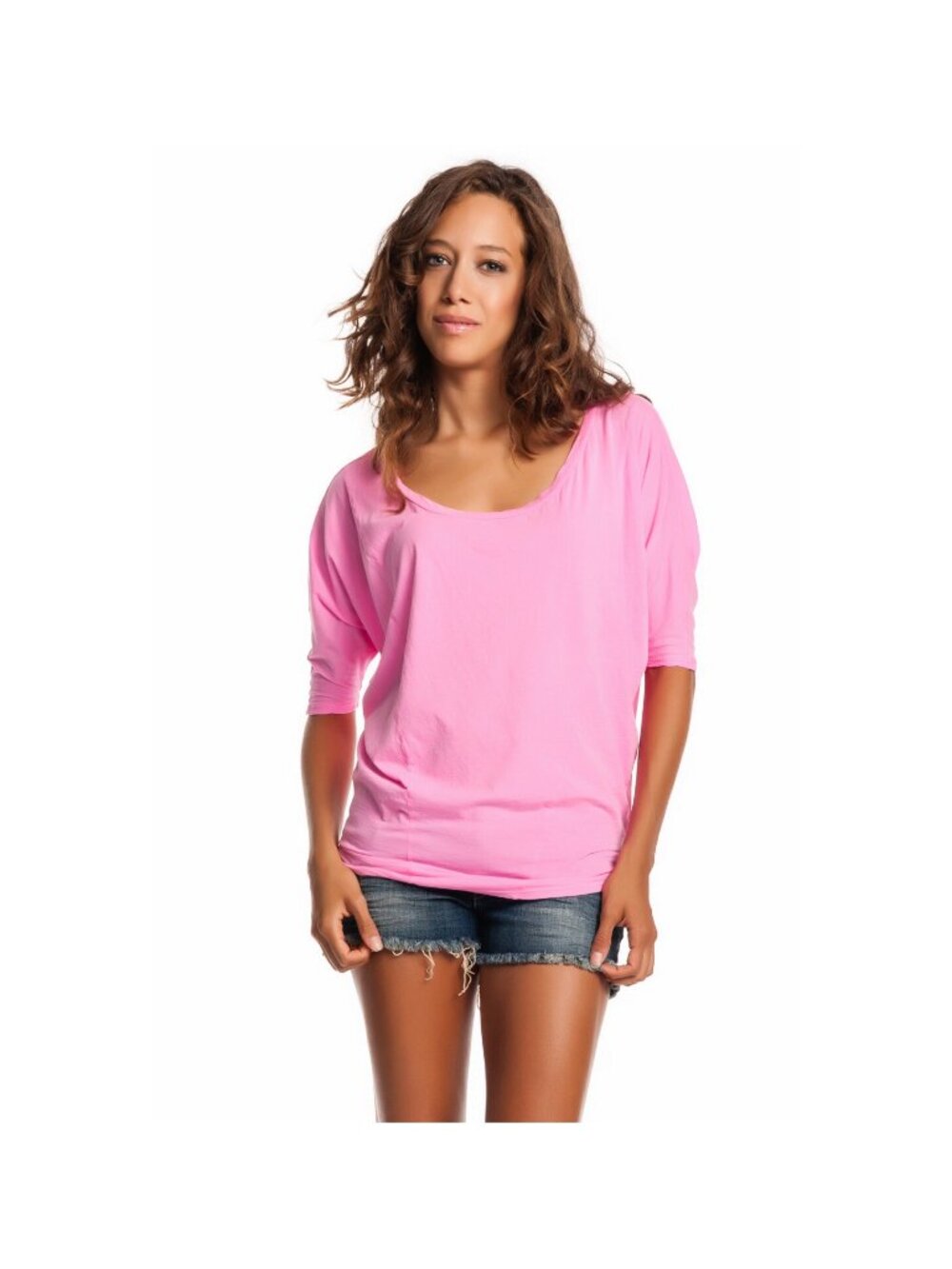 Velvet by Graham & Spencer Tolani Neon Pink Sheer Jersey Tee NWT M